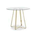 Clear Glass Round Dining Table with Gold Finish Legs