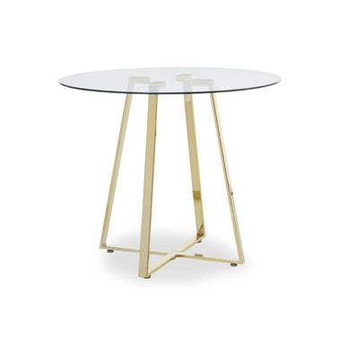 Clear Glass Round Dining Table with Gold Finish Legs