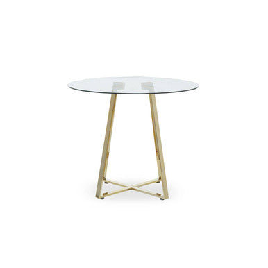 Clear Glass Round Dining Table with Gold Finish Legs