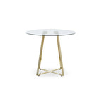Clear Glass Round Dining Table with Gold Finish Legs