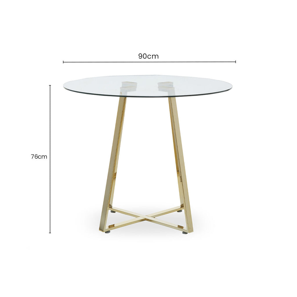 Clear Glass Round Dining Table with Gold Finish Legs