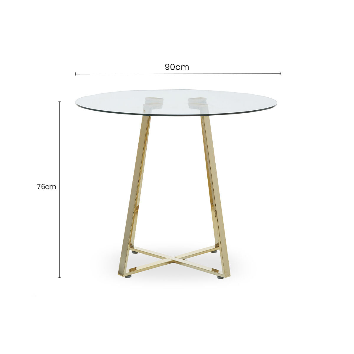 Clear Glass Round Dining Table with Gold Finish Legs