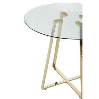 Clear Glass Round Dining Table with Gold Finish Legs