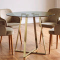 Clear Glass Round Dining Table with Gold Finish Legs