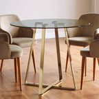 Clear Glass Round Dining Table with Gold Finish Legs
