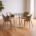 Clear Glass Round Dining Table with Gold Finish Legs