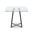 Clear Glass Square Dining Table with Black Finish Legs