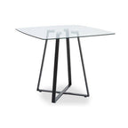 Clear Glass Square Dining Table with Black Finish Legs
