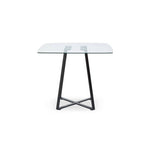 Clear Glass Square Dining Table with Black Finish Legs