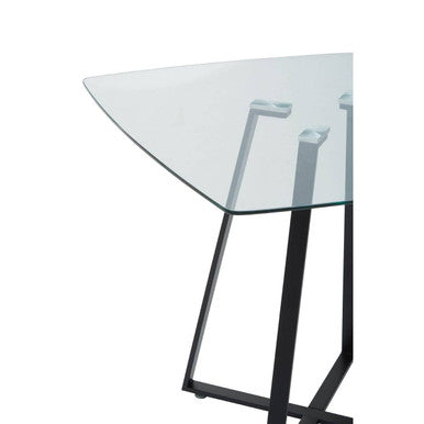 Clear Glass Square Dining Table with Black Finish Legs