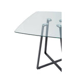Clear Glass Square Dining Table with Black Finish Legs