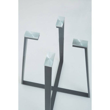 Clear Glass Square Dining Table with Black Finish Legs
