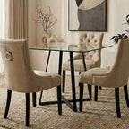 Clear Glass Square Dining Table with Black Finish Legs