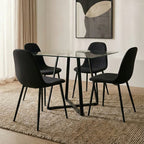 Clear Glass Square Dining Table with Black Finish Legs