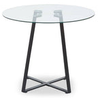 Clear Glass Round Dining Table with Black Finish Legs