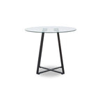 Clear Glass Round Dining Table with Black Finish Legs