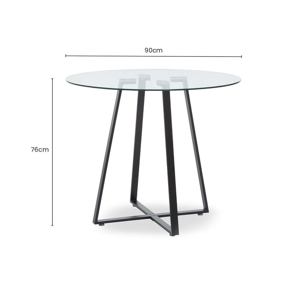 Clear Glass Round Dining Table with Black Finish Legs