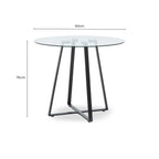 Clear Glass Round Dining Table with Black Finish Legs