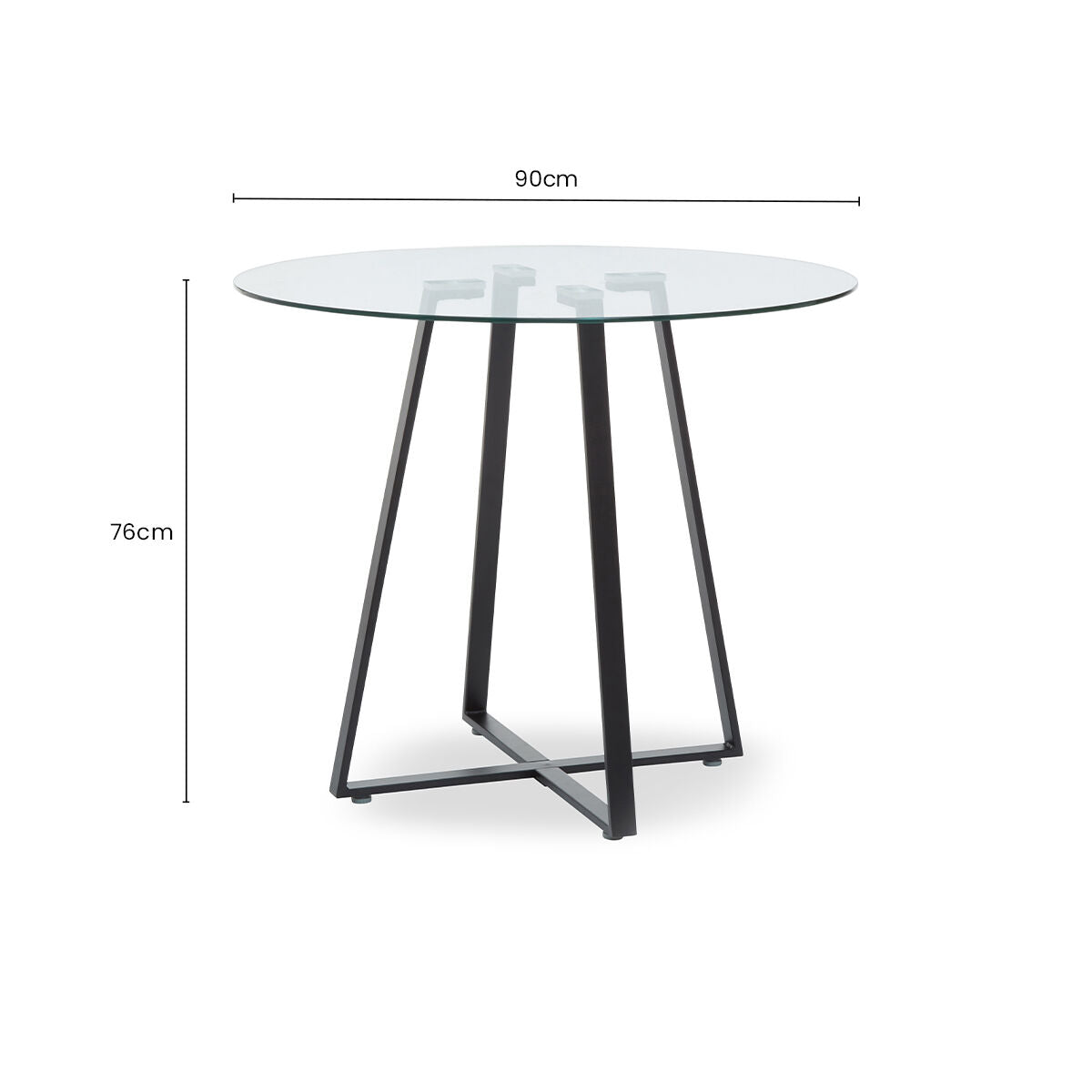 Clear Glass Round Dining Table with Black Finish Legs