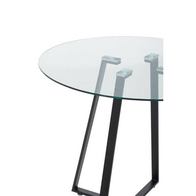 Clear Glass Round Dining Table with Black Finish Legs