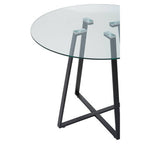 Clear Glass Round Dining Table with Black Finish Legs