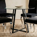 Clear Glass Round Dining Table with Black Finish Legs