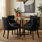 Clear Glass Round Dining Table with Black Finish Legs