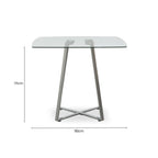 Clear Glass Square Dining Table with Grey Finish Legs