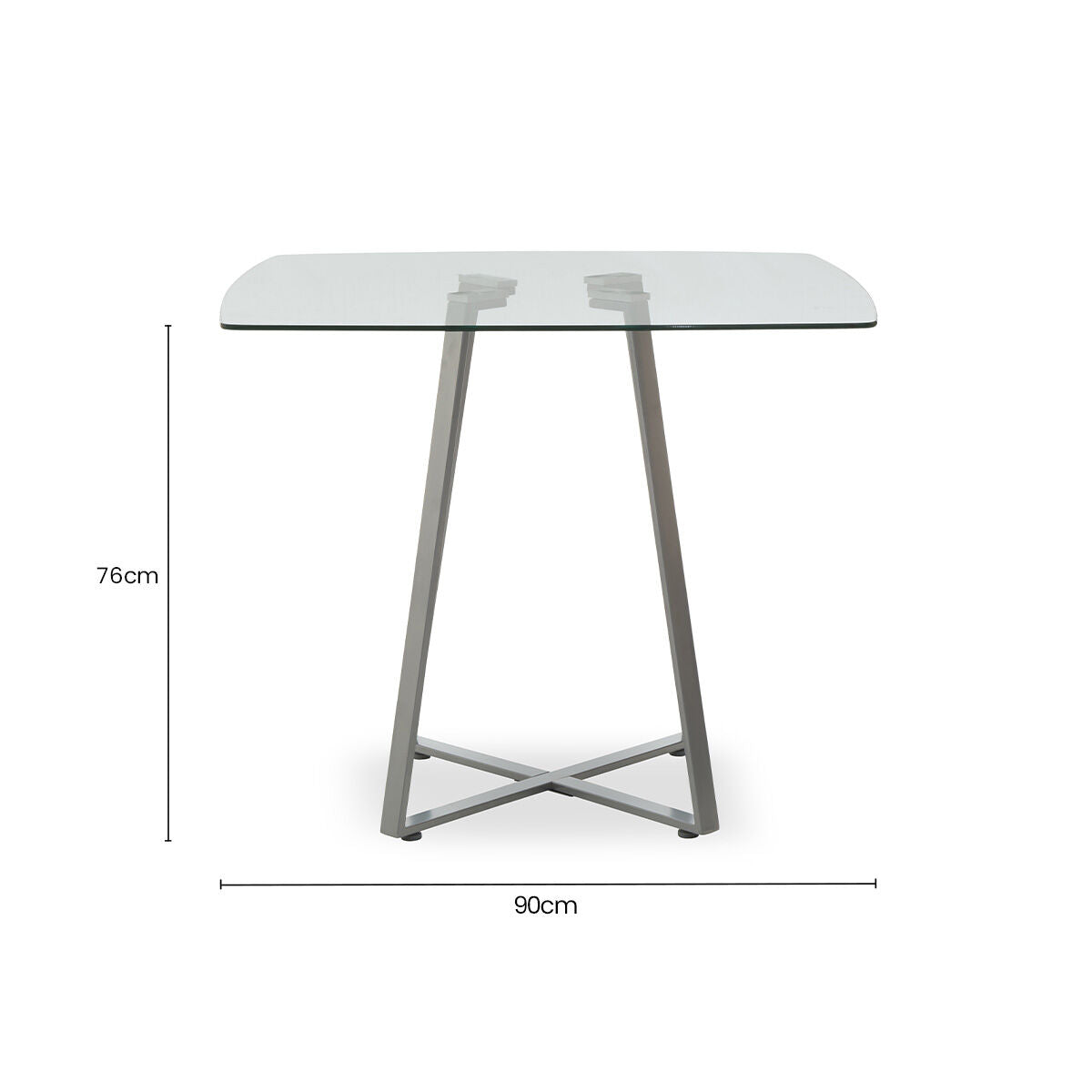 Clear Glass Square Dining Table with Grey Finish Legs