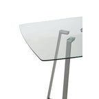 Clear Glass Square Dining Table with Grey Finish Legs