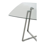 Clear Glass Square Dining Table with Grey Finish Legs