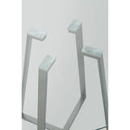 Clear Glass Square Dining Table with Grey Finish Legs