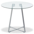 Clear Glass Round Dining Table with Grey Finish Legs