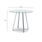 Clear Glass Round Dining Table with Grey Finish Legs