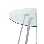 Clear Glass Round Dining Table with Grey Finish Legs