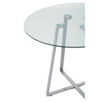 Clear Glass Round Dining Table with Grey Finish Legs