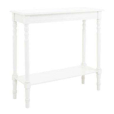 White Wooden Console Table with Lower Shelf