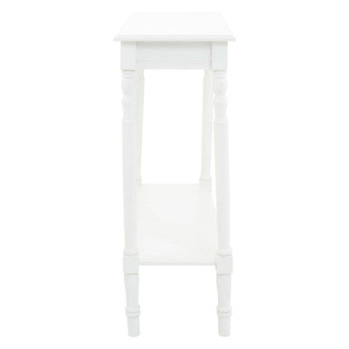 White Wooden Console Table with Lower Shelf