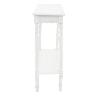 White Wooden Console Table with Lower Shelf