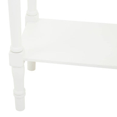 White Wooden Console Table with Lower Shelf