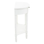 White Wooden Half Moon 1 Drawer Console Table with Lower Shelf