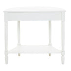 White Wooden Half Moon 1 Drawer Console Table with Lower Shelf