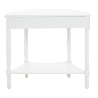White Wooden Half Moon 1 Drawer Console Table with Lower Shelf