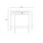 White Wooden Half Moon 1 Drawer Console Table with Lower Shelf