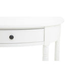 White Wooden Half Moon 1 Drawer Console Table with Lower Shelf