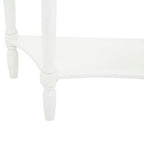 White Wooden Half Moon 1 Drawer Console Table with Lower Shelf