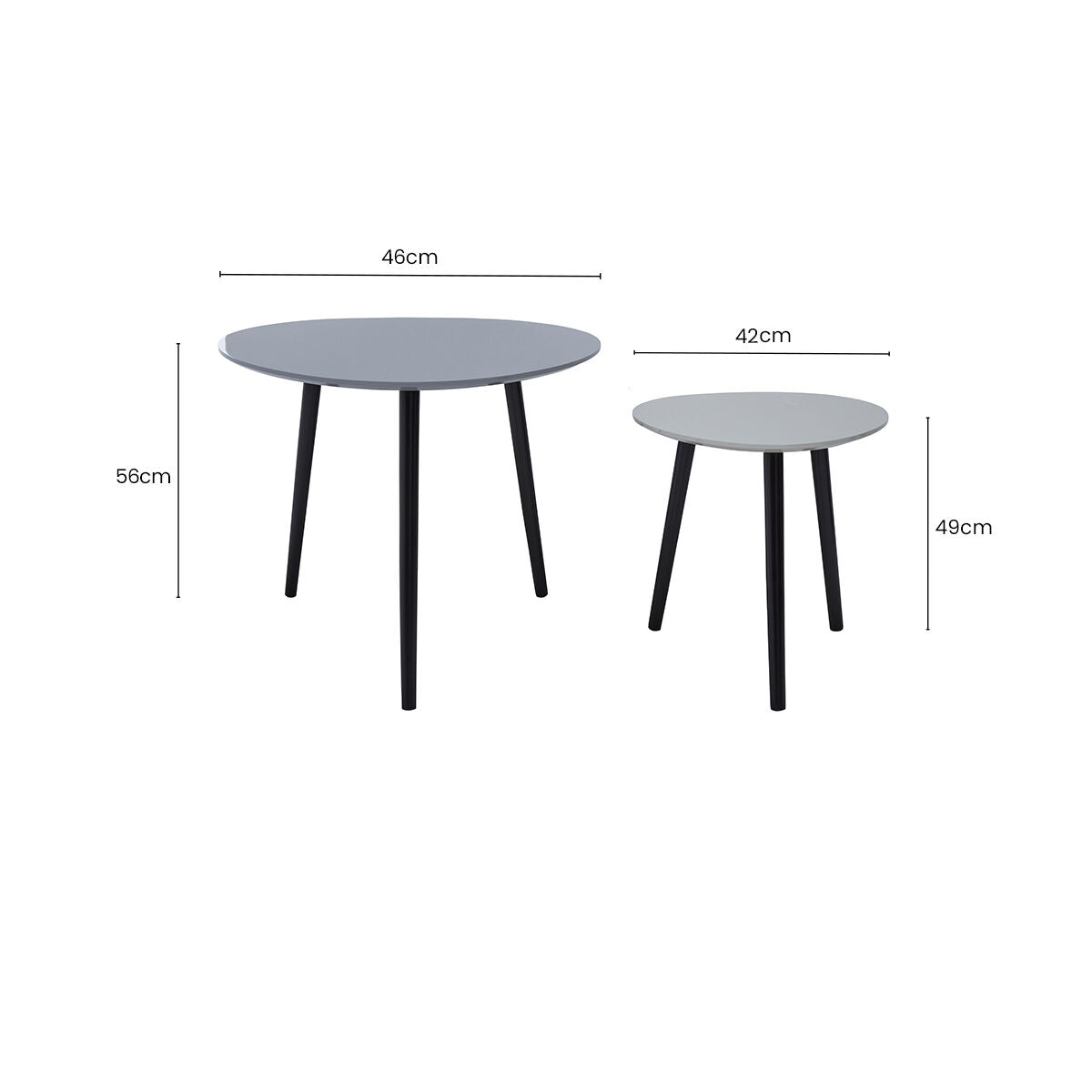 Grey Gloss Finish Set of 2 Nesting Tables