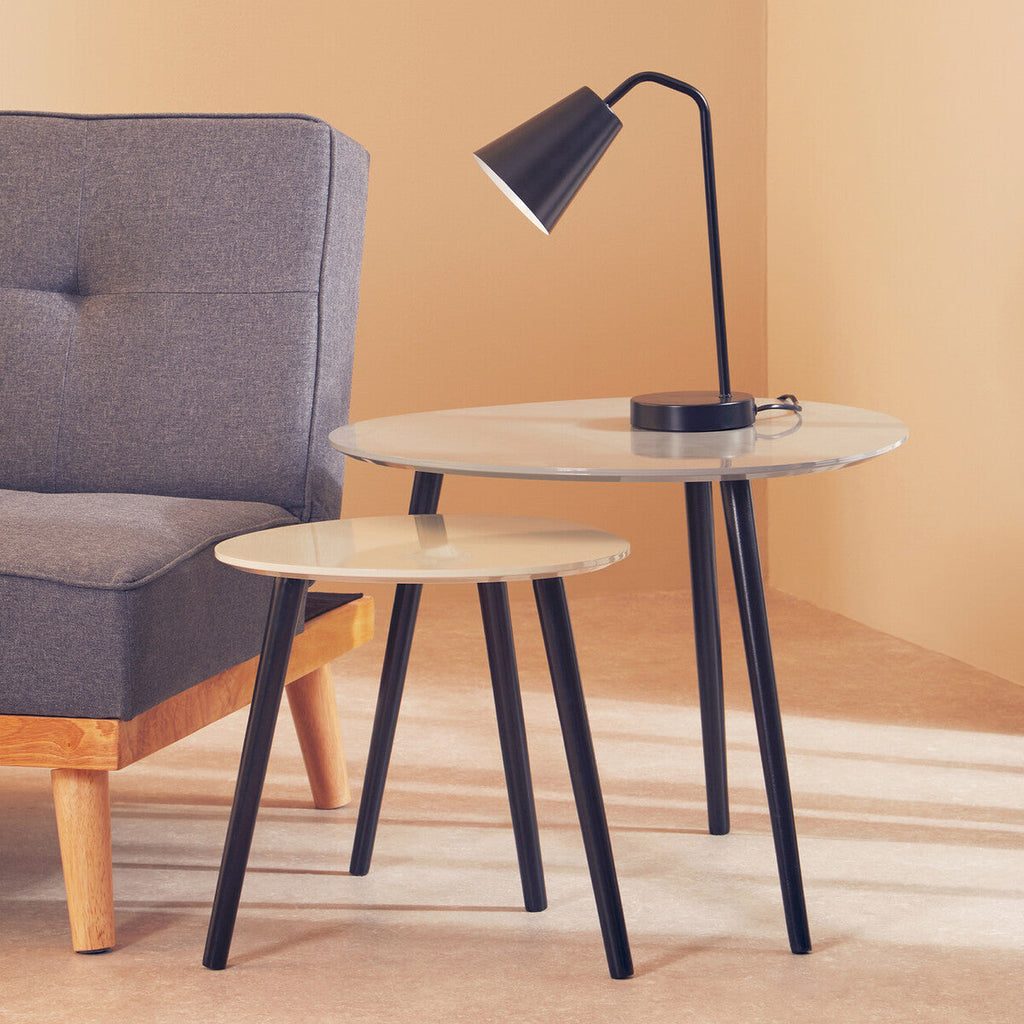 Grey Gloss Finish Set of 2 Nesting Tables