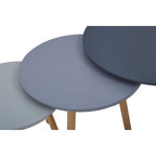 Grey Pine Wood Set of 3 Round Side Tables