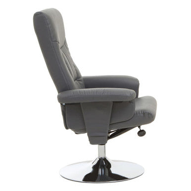 Grey Leather Effect Recliner Chair